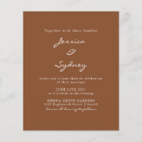 Budget Modern Sienna Script Wedding Invitation