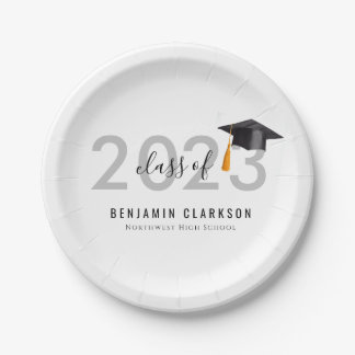 budget modern simple class of 2023 graduate  paper plate