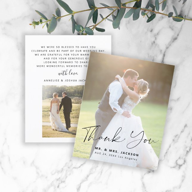 Budget modern simple photo wedding thank you (Creator Uploaded)