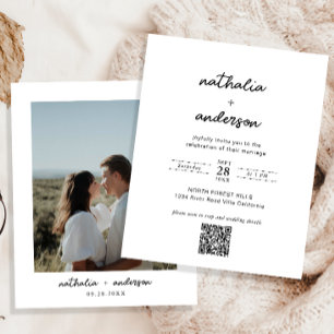 BUDGET Modern Simple Script Photo QR Code Wedding