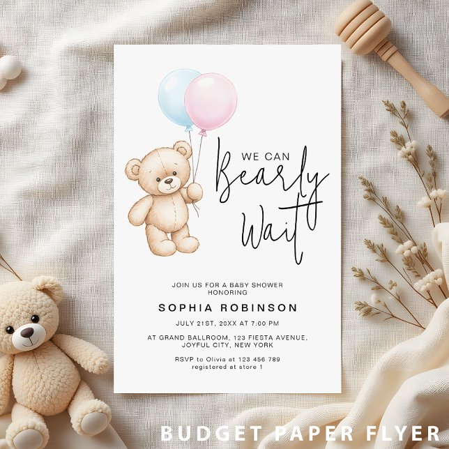 Budget Modern Teddy Bear Baby Shower Invitation Flyer (Creator Uploaded)