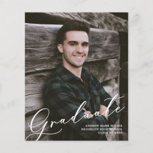Budget Modern Two Photo Graduation Announcement
