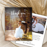 Budget Modern Typography 2 Photo Wedding Thank You<br><div class="desc">Budget Boho Modern Heart Typography 2 (two) Photo Wedding Thank You Paper. Modern Stylish wedding thank you template featuring a full vertical photo on the front with overlay text "Thank You" in a hand lettered calligraphy swash tail font script with love heart motif in white on the picture. ***PLEASE NOTE!...</div>