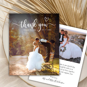 Budget Modern Typography 2 Photo Wedding Thank You