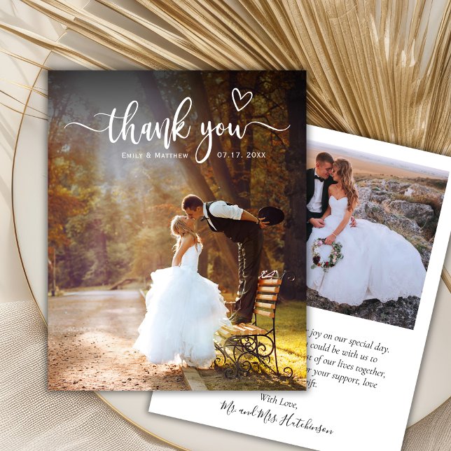 Budget Modern Typography 2 Photo Wedding Thank You (Creator Uploaded)