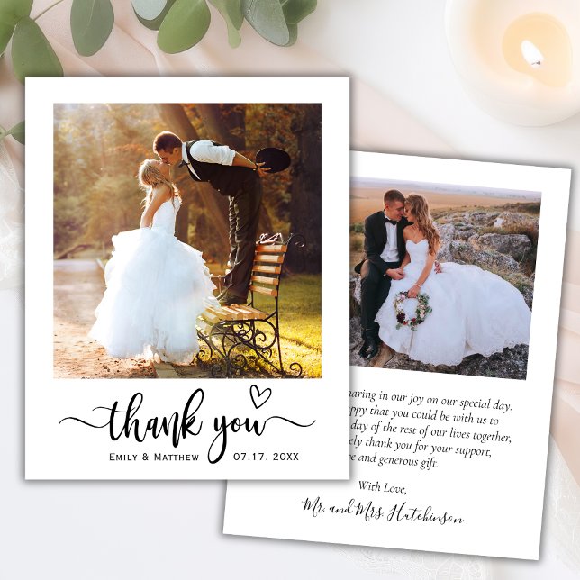 Budget Modern Typography 2 Photo Wedding Thank You (Creator Uploaded)
