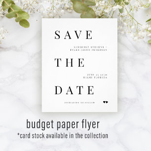 Budget modern typography wedding save the date flyer
