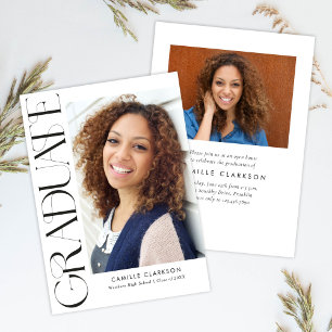 Budget Modern Vertical Two Photo Graduation Invitation