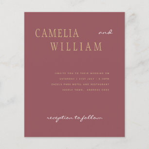 BUDGET Modern Wedding Dusty Rose Gold Pink Invite Flyer