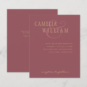 BUDGET Modern Wedding Dusty Rose Pink Gold Invite