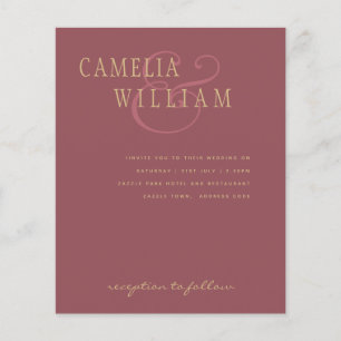 BUDGET Modern Wedding Dusty Rose Pink Gold Invite Flyer