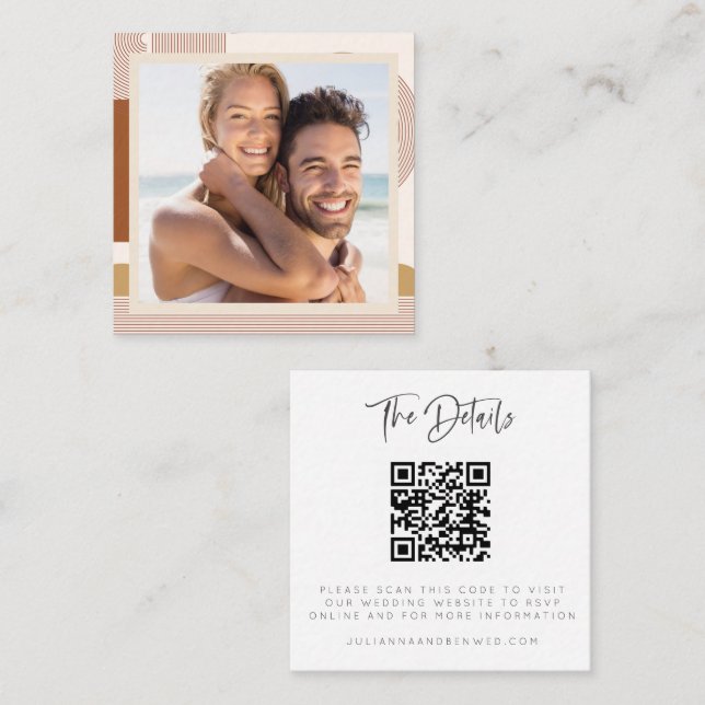 Budget Modern Wedding Website QR Code Photo Card (Front/Back)