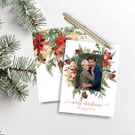 Budget Modern Winter Floral Gold Christmas Photo<br><div class="desc">Budget Modern Elegant Winter Floral Holiday Christmas Photo Christmas Card featuring your photo inside our faux gold foil frame of rustic yet elegant winter holiday greenery such as poinsettia, holly, and pine. The back has more elegant botanical ivory and red florals. **Our BUDGET paper is smaller, lighter, and more delicate,...</div>