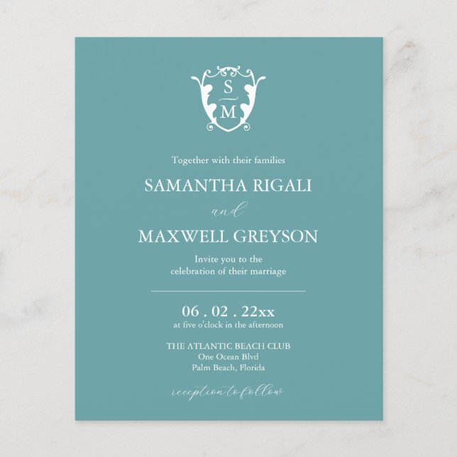 Budget Monogram Beach Weddings Invitation Flyer (Front)
