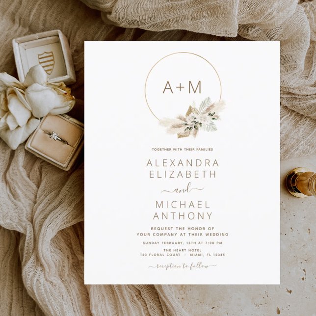 Budget Monogram Boho Tropical Pampas Grass Wedding (Creator Uploaded)