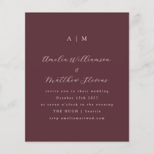 Budget Monogram Burgundy Minimal Wedding Invite