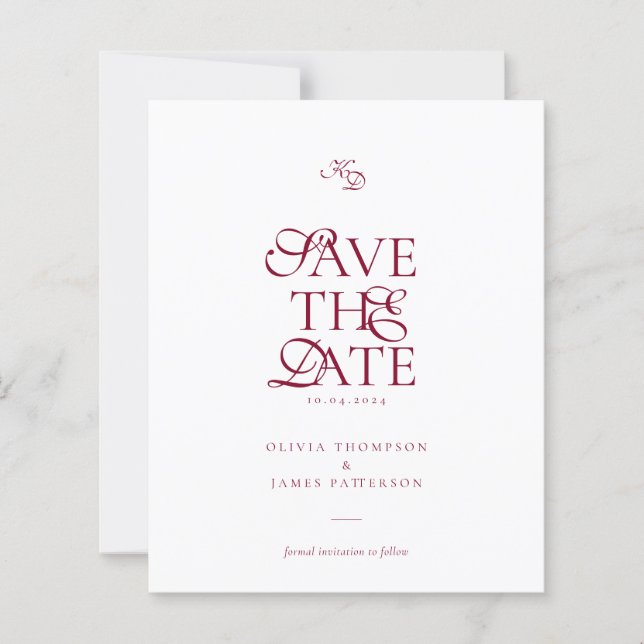 BUDGET Monogram Deep Burgundy Script Wedding (Front)