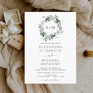 Budget Monogram Emerald Green Greenery Wedding