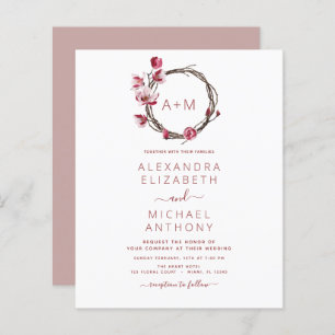Budget Monogram Floral Dusty Rose Pink Wedding