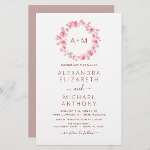 Budget Monogram Floral Dusty Rose Pink Wedding