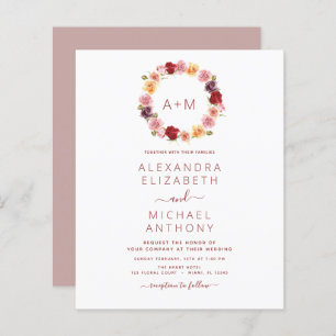 Budget Monogram Floral Dusty Rose Pink Wedding