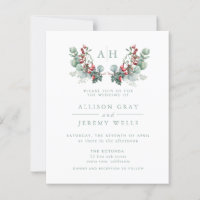 Budget Monogram Floral Wedding Invitation Flyer
