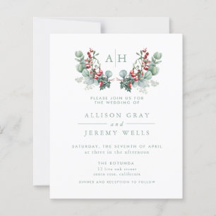 Budget Monogram Floral Wedding Invitation Flyer