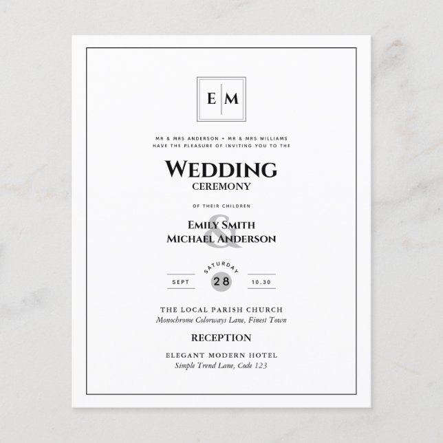 BUDGET Monogram Formal Wedding White All-in-1 Flye Flyer (Front)