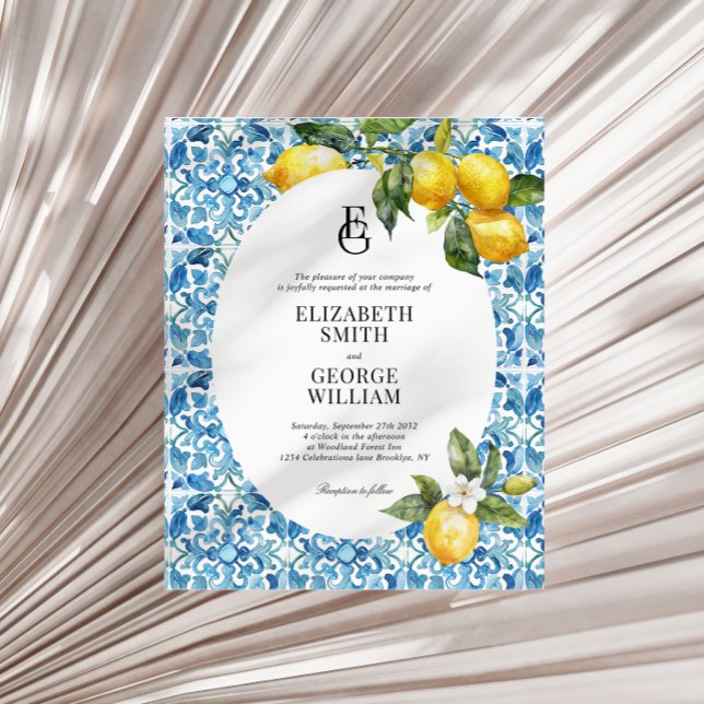 BUDGET Monogram Lemon Blue Mediterranean Wedding (Creator Uploaded)