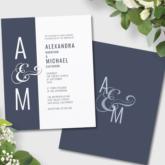 Budget Monogram Modern Simple Wedding Invitation (Creator Uploaded)