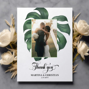 Budget Monstera Wedding Flat Thank you Card