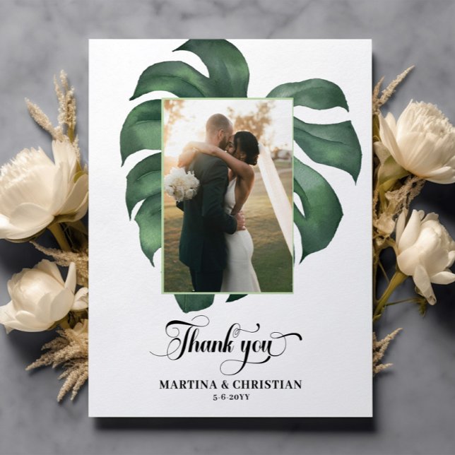 Budget Monstera Wedding Flat Thank you Card (Creator Uploaded)