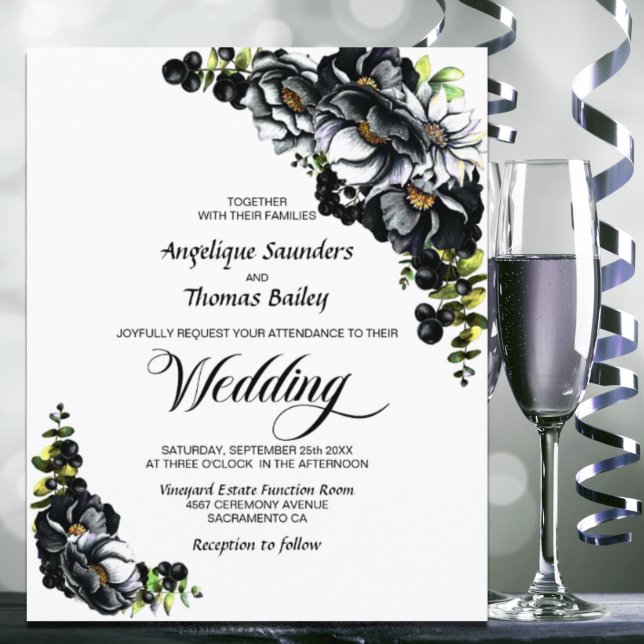 Budget Moody Black Floral White Wedding (Creator Uploaded)