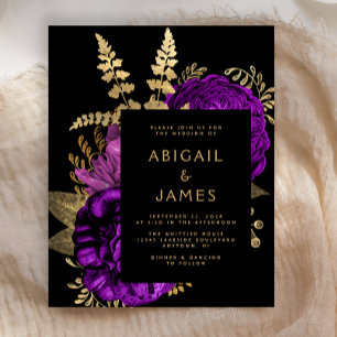 Budget Moody Dark Floral Purple Gold Wedding