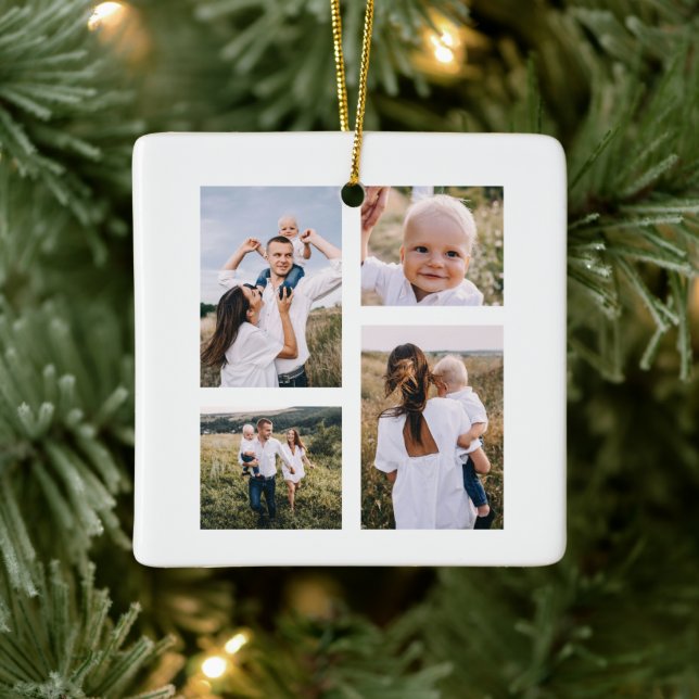 budget Most wonderful time christmas multi photo   Ceramic Ornament (Tree)