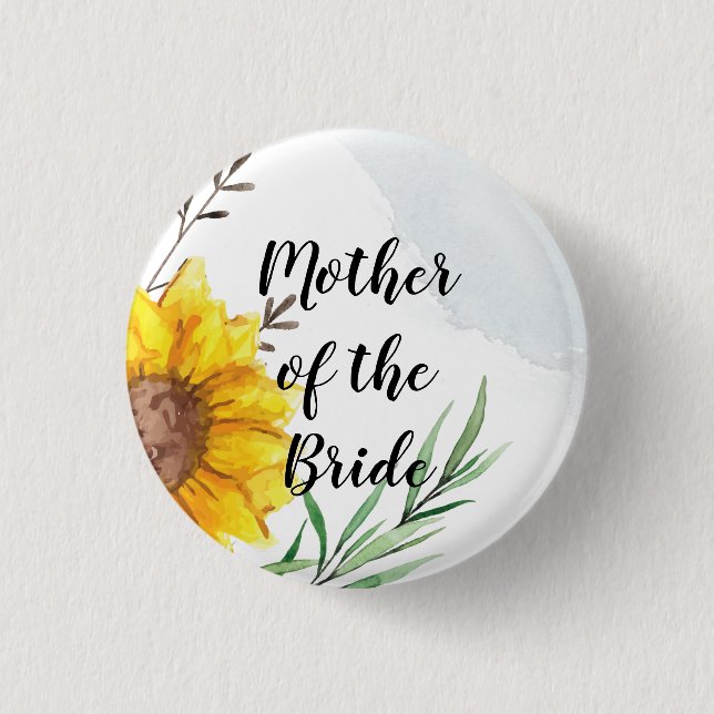BUDGET Mother Bride Groom Wedding Gifts Sunflowers 3 Cm Round Badge (Front)
