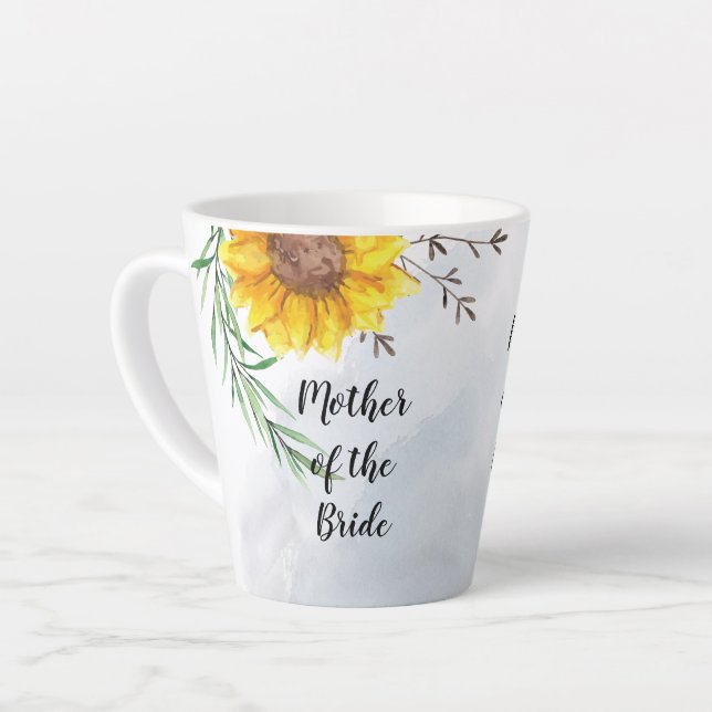 BUDGET Mother Bride Groom Wedding Gifts Sunflowers Latte Mug (Left Angle)