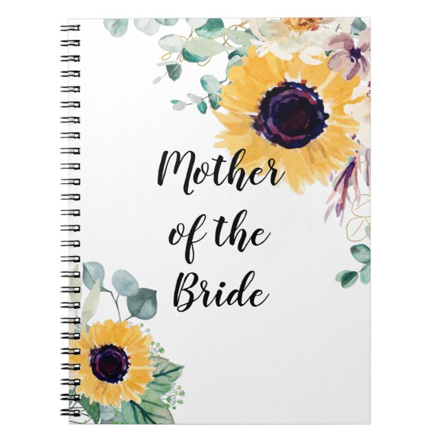 BUDGET Mother Bride Groom Wedding Gifts Sunflowers Notebook (Front)