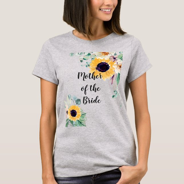 BUDGET Mother Bride Groom Wedding Gifts Sunflowers T-Shirt (Front)