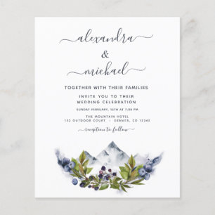 Budget Mountain Rustic Photo Greenery Wedding Flyer