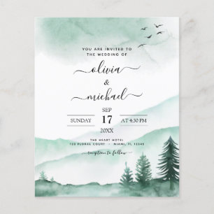 Budget Mountain Rustic Watercolor Greenery Wedding