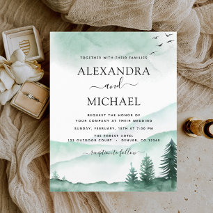 Budget Mountain Rustic Watercolor Greenery Wedding