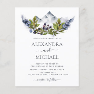 Budget Mountain Rustic Watercolor Greenery Wedding Flyer