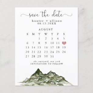 Budget Mountain Save The Date Calendar