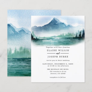Budget Mountains Lake Wedding Invitation