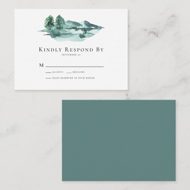 BUDGET Mountains Wedding RSVP Card (Front/Back)
