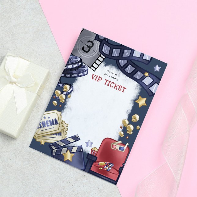 Budget Movie Night Kids Birthday Thank You Card (Creator Uploaded)