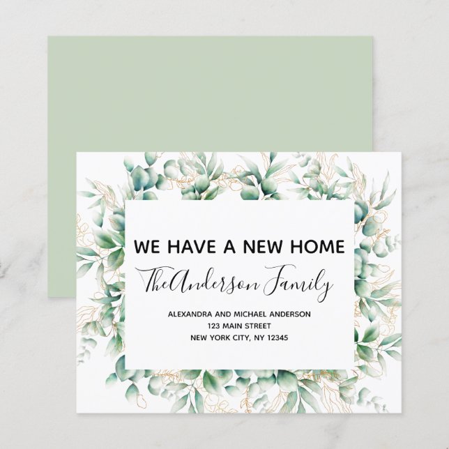 Budget Moving Announcement Eucalyptus Greenery (Front/Back)