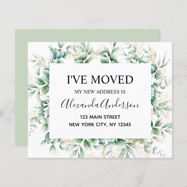 Budget Moving Announcement Eucalyptus Greenery (Front/Back)