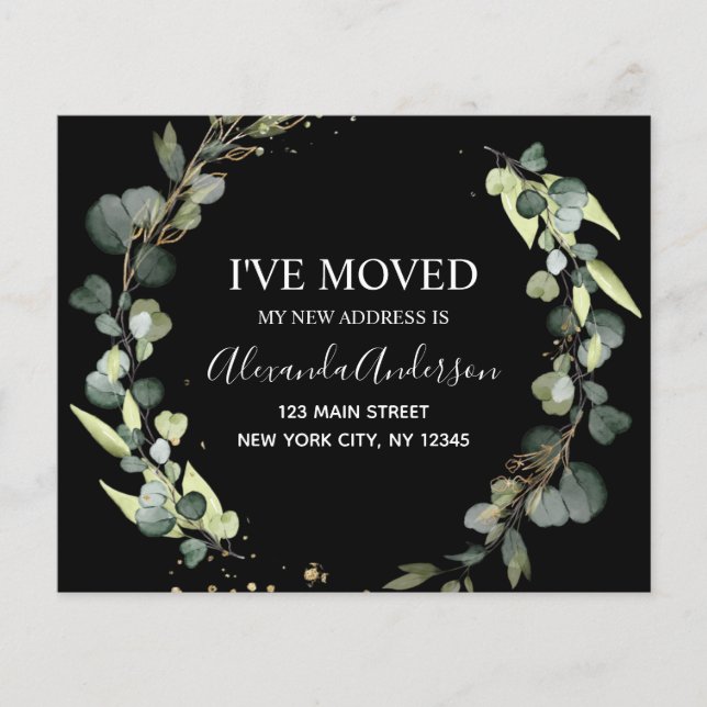 Budget Moving Announcement Eucalyptus Greenery Flyer (Front)